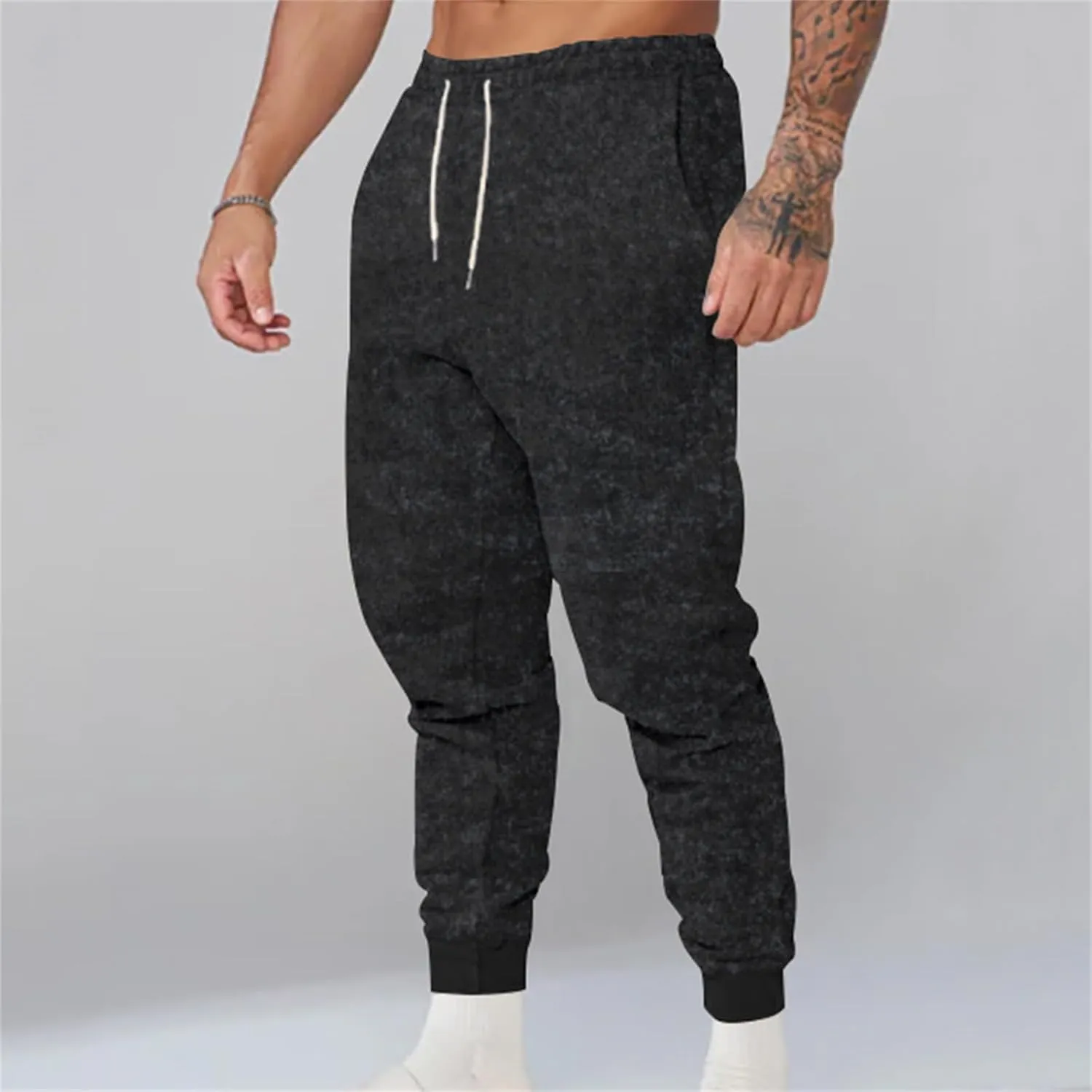 Mens Fleece Hiking Sweatpants Slim Stretchy Track Pants with Drawstring Closure for Casual Sports Athletic Jogging Activities
