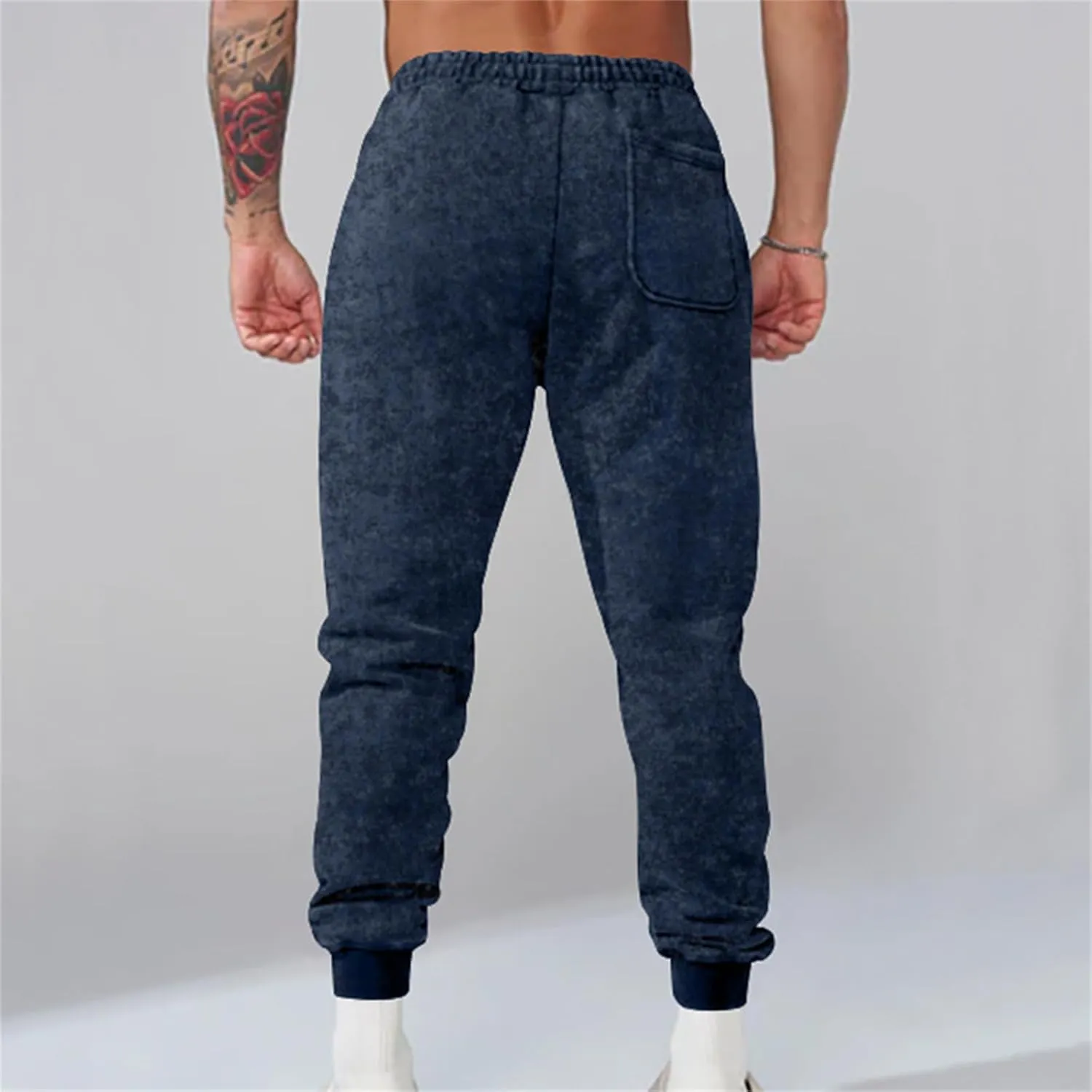 Mens Fleece Hiking Sweatpants Slim Stretchy Track Pants with Drawstring Closure for Casual Sports Athletic Jogging Activities
