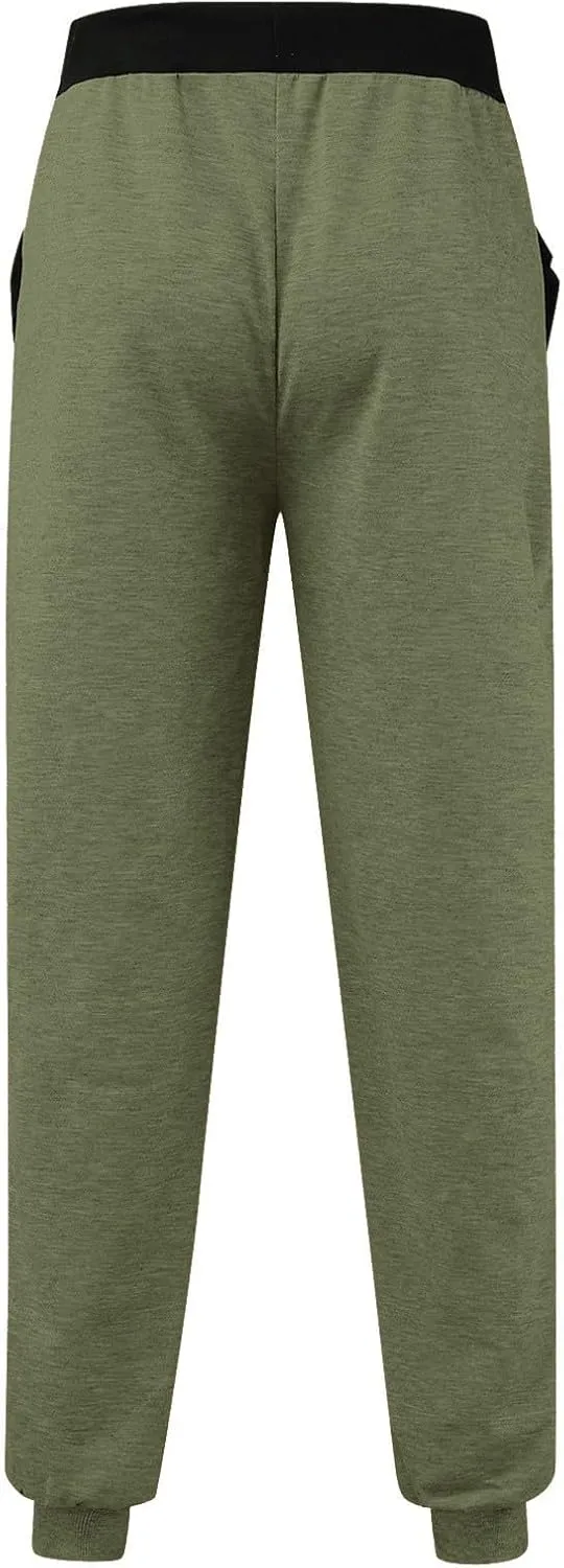 Men's Linen Pants Drawstring Elastic Waist Spring Long Casual Loose Summer Beach Yoga Cotton Golf Jogger Trousers