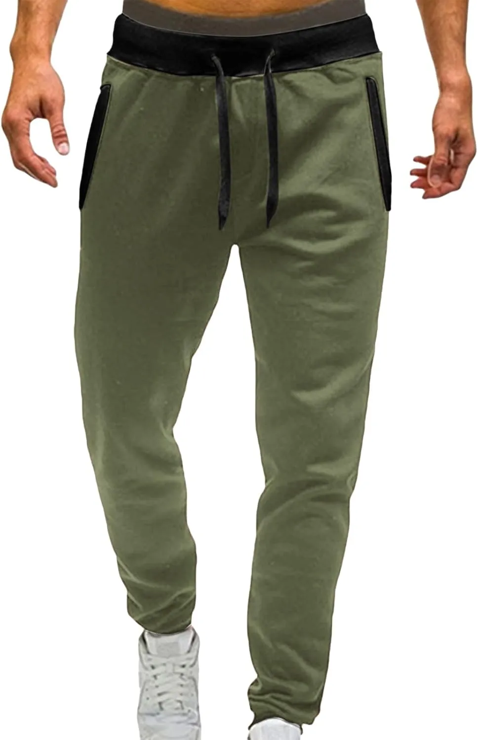 Men's Linen Pants Drawstring Elastic Waist Spring Long Casual Loose Summer Beach Yoga Cotton Golf Jogger Trousers