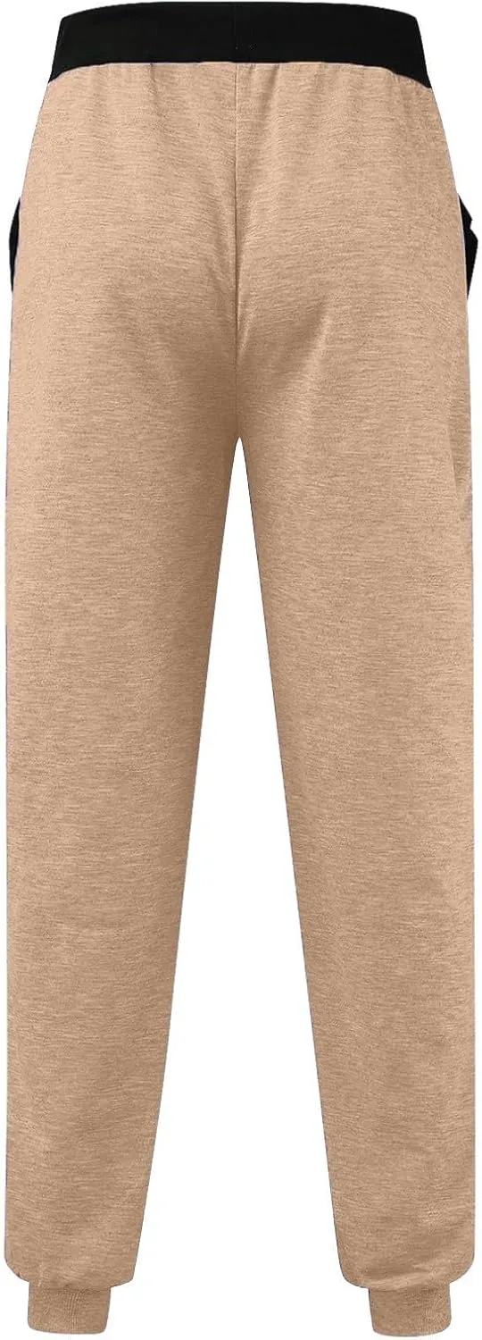 Men's Linen Pants Drawstring Elastic Waist Spring Long Casual Loose Summer Beach Yoga Cotton Golf Jogger Trousers