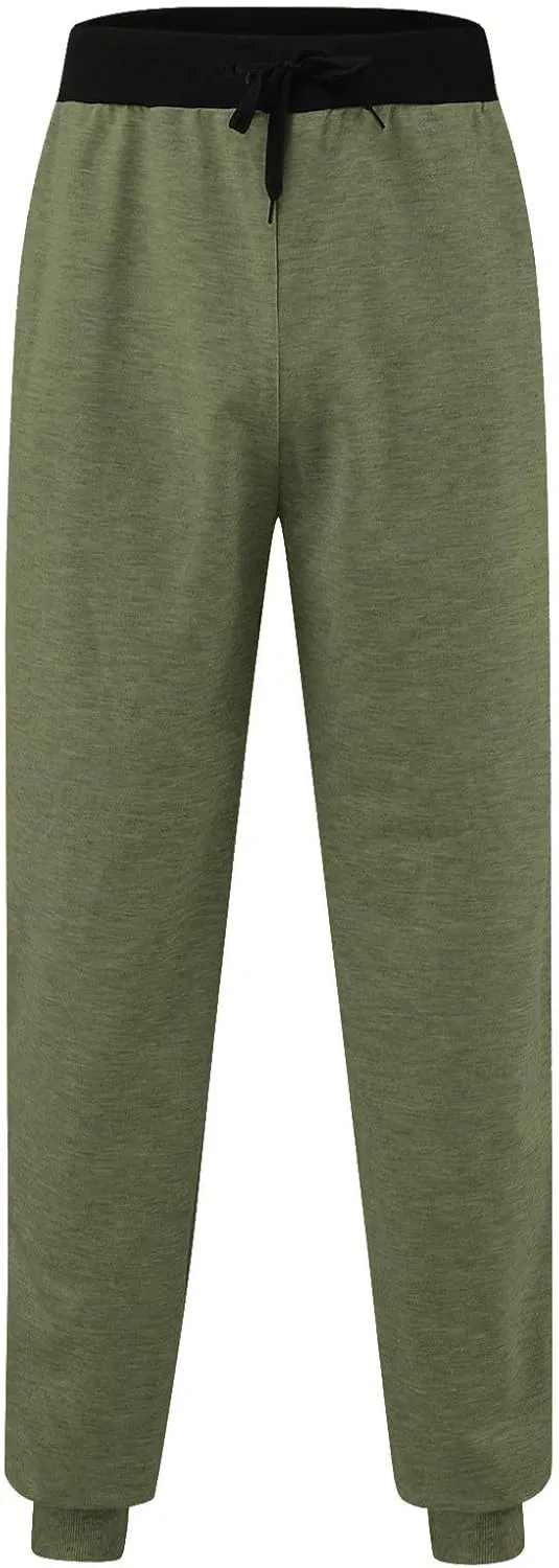 Men's Linen Pants Drawstring Elastic Waist Spring Long Casual Loose Summer Beach Yoga Cotton Golf Jogger Trousers