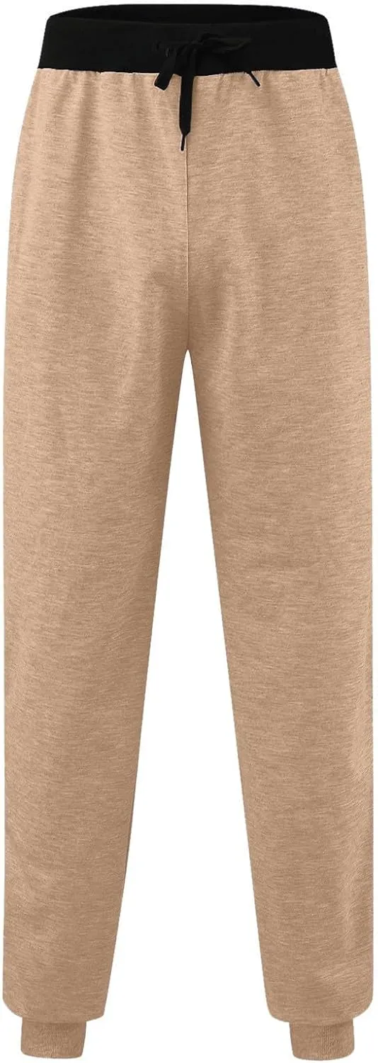 Men's Linen Pants Drawstring Elastic Waist Spring Long Casual Loose Summer Beach Yoga Cotton Golf Jogger Trousers