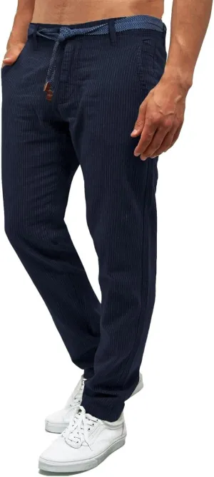 Men's Stripe Print Pants Classic Corduroy Baggy Pants Casual Elastic Waist Drawstring Trousers Business Golf Yoga Pants