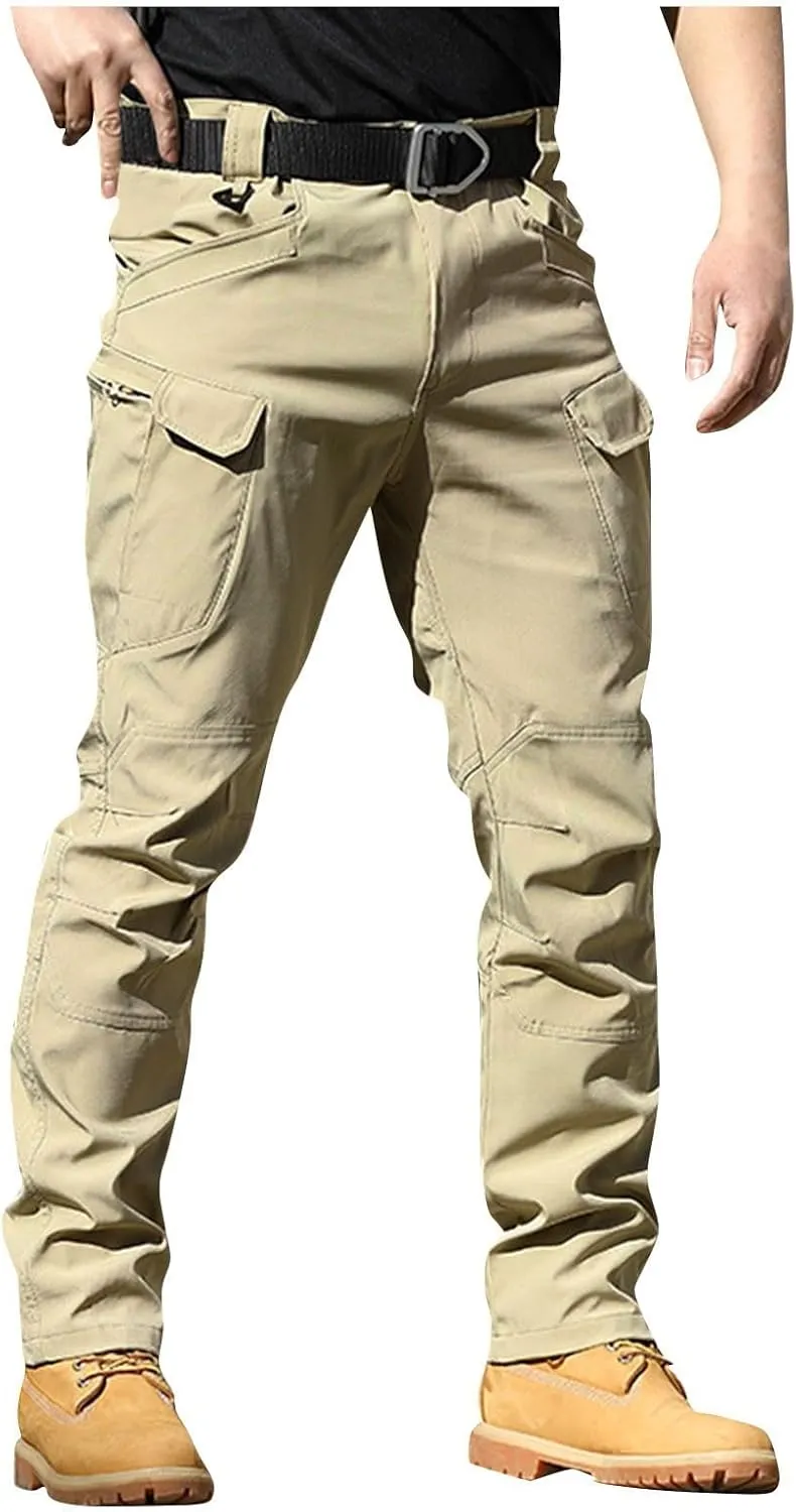 Mens Tactical Pants Stretch Work Pants Construction Hiking Cargo Pant Ripstop Water Resistant Trousers Multi Pockets