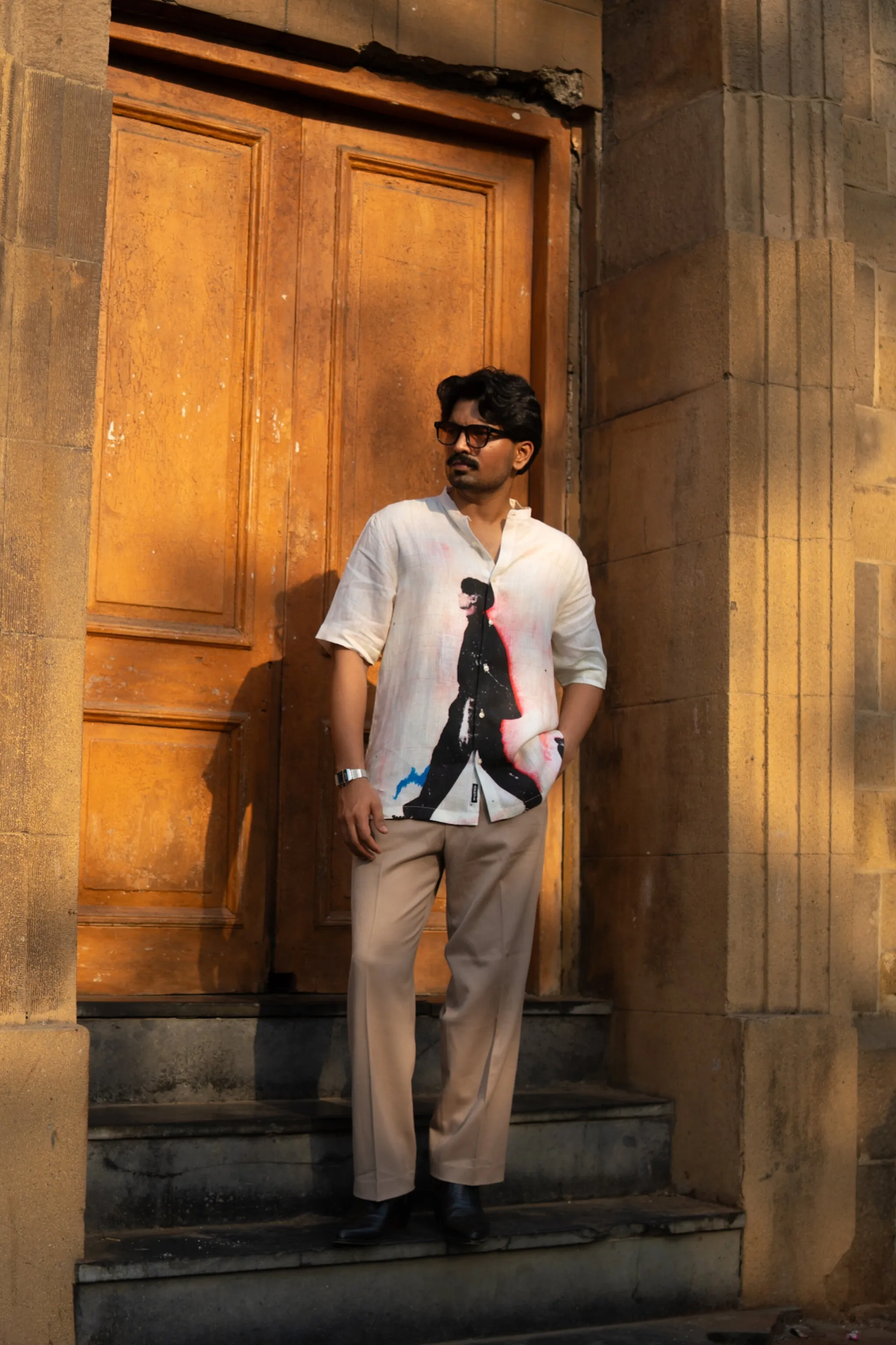 Midnight Walk Pure Linen Short Sleeve Unisex Shirt - AddysForMen
