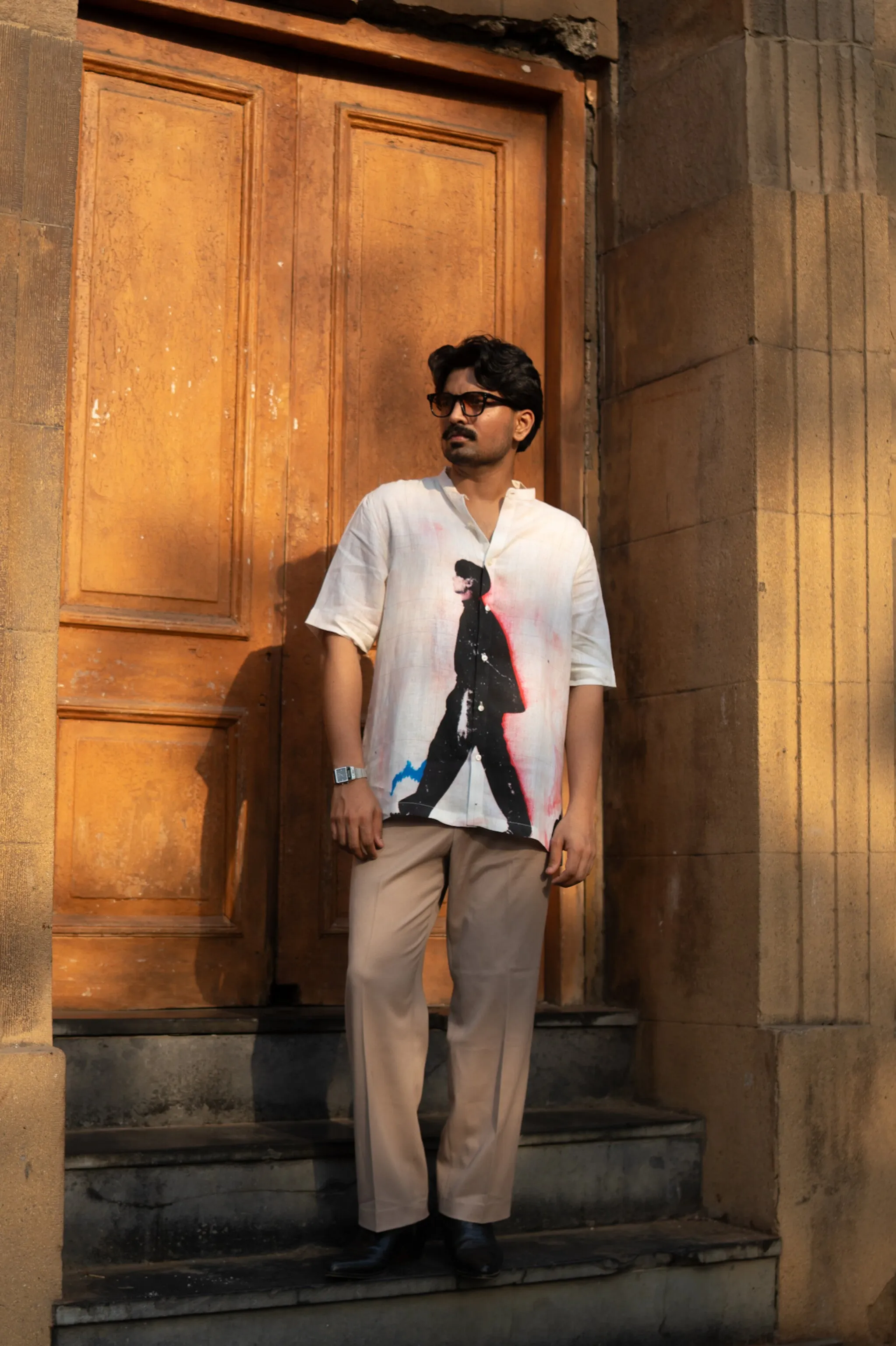 Midnight Walk Pure Linen Short Sleeve Unisex Shirt - AddysForMen