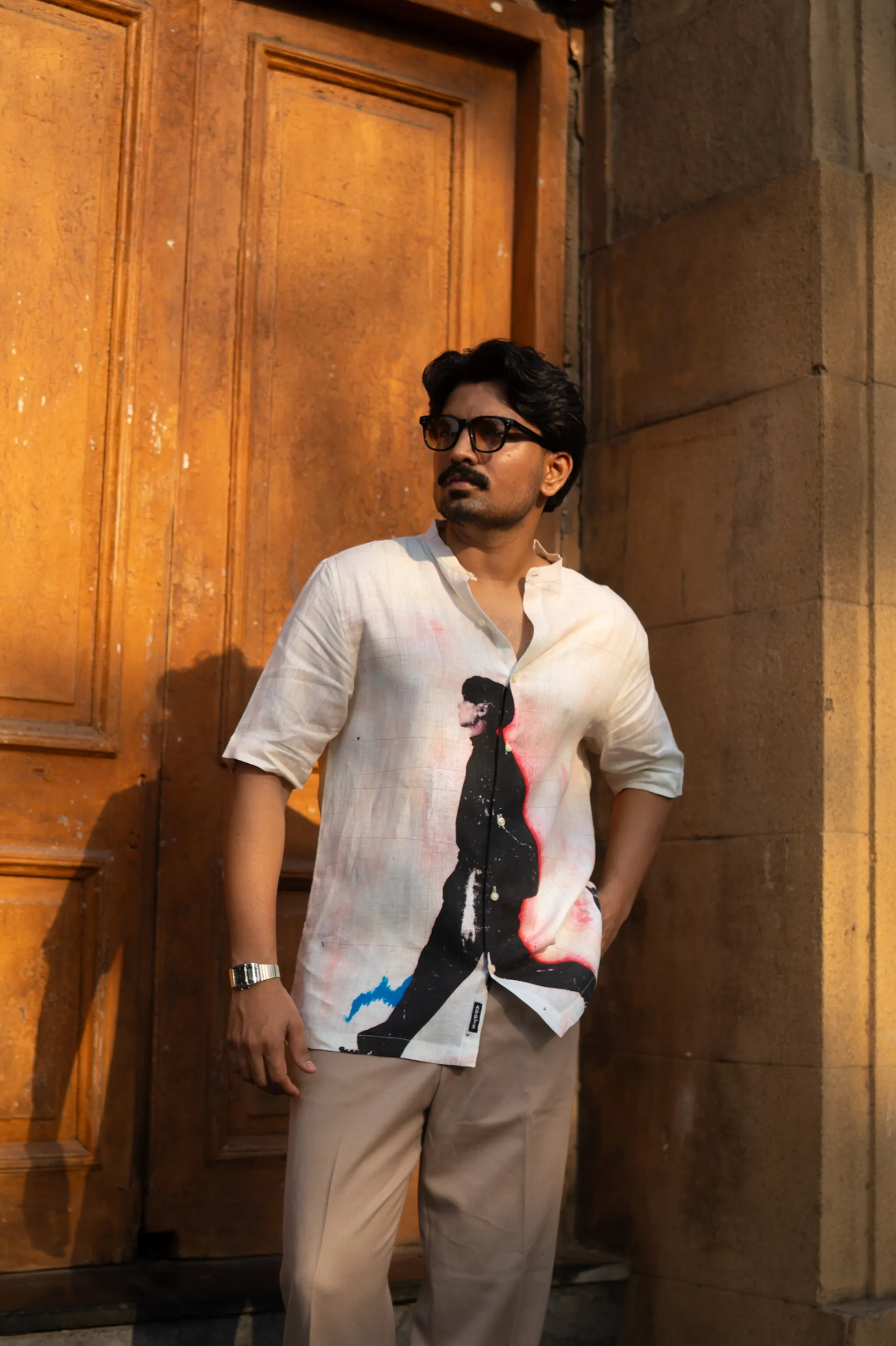 Midnight Walk Pure Linen Short Sleeve Unisex Shirt - AddysForMen