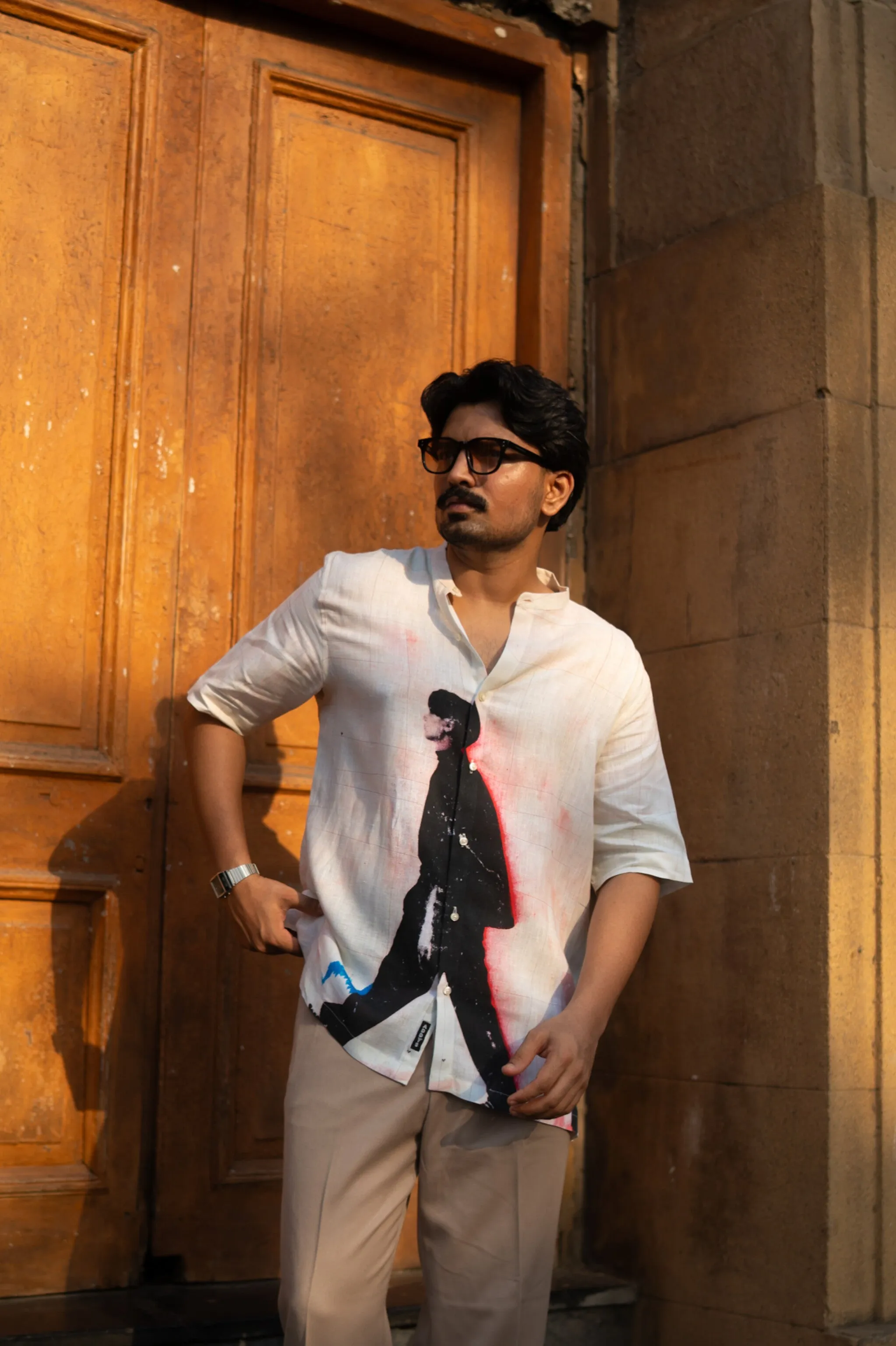 Midnight Walk Pure Linen Short Sleeve Unisex Shirt - AddysForMen