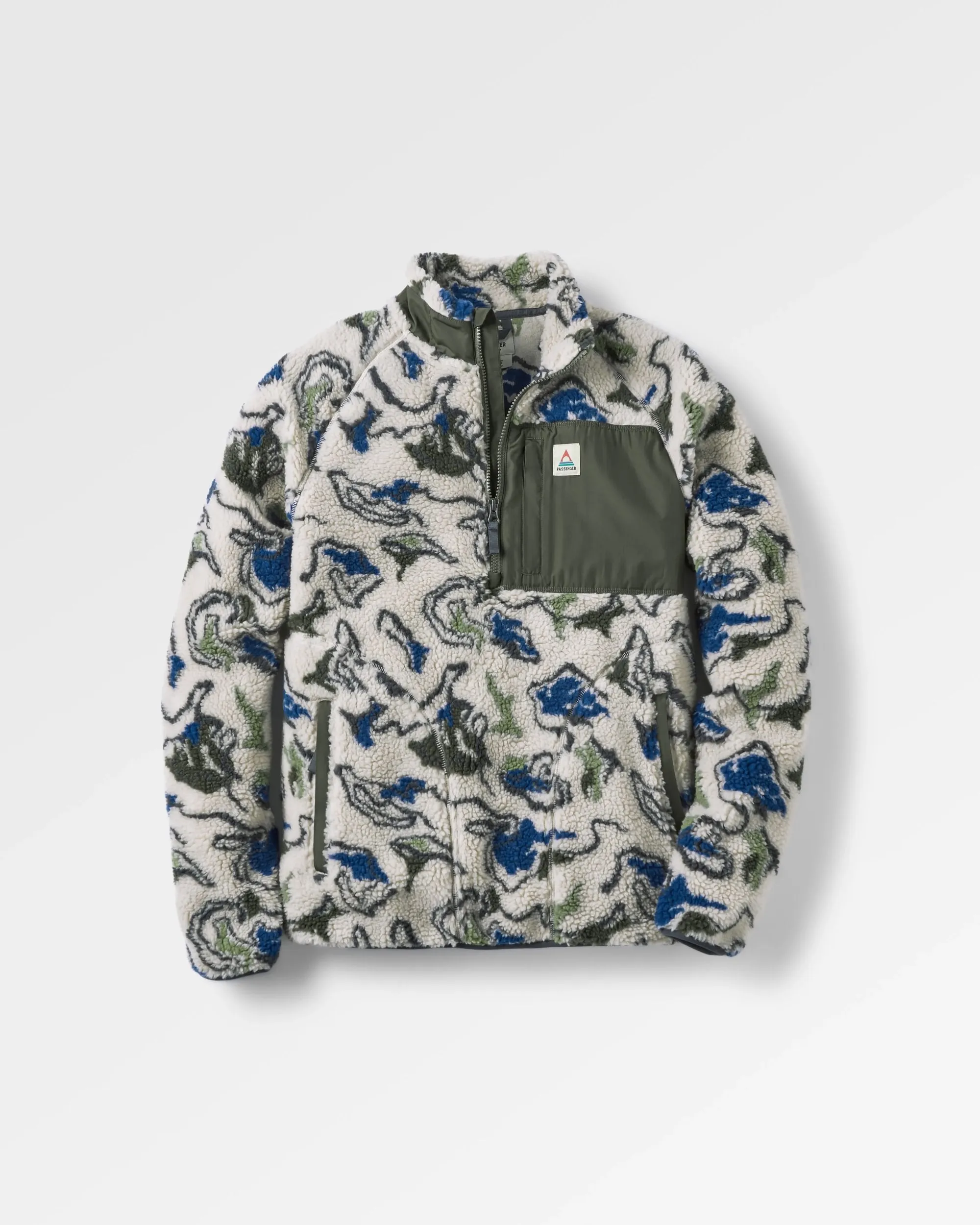 Offroad Recycled Sherpa 1/2 Zip Fleece - Abstract Strata Green