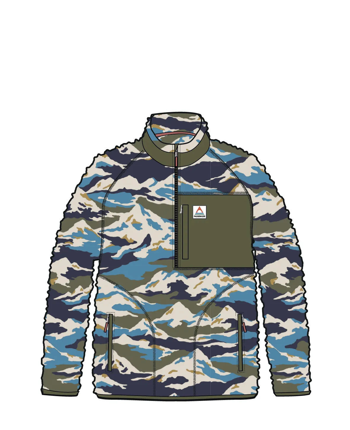 Offroad Recycled Sherpa 1/2 Zip Fleece - Mount Scenic Khaki