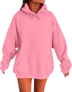 Oversized Hoodie for Women Plus Size Lightweight Fleece Hooded Sweatshirts Drop Shoulder Drawstring Pullover Hoodies