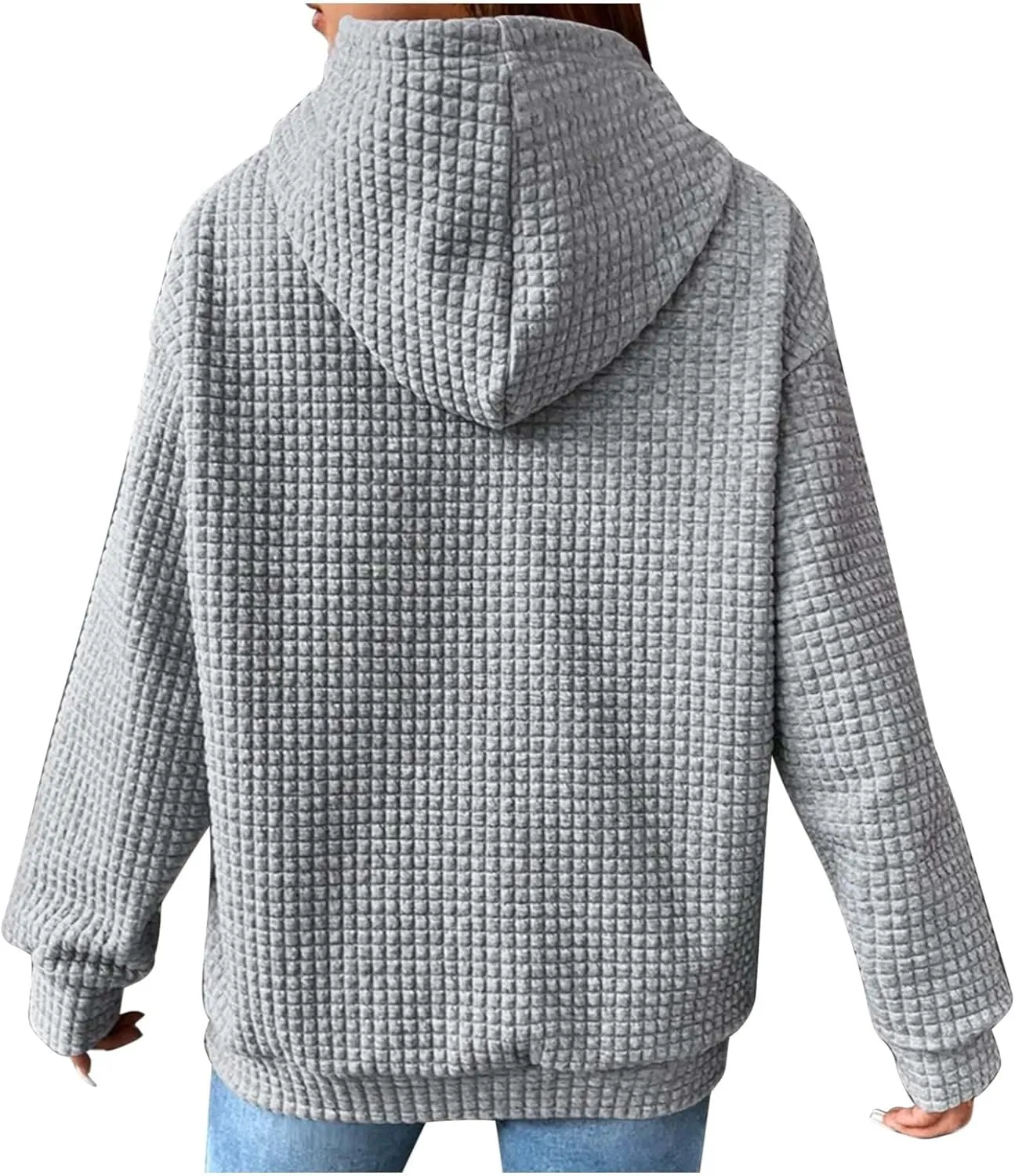 Oversized Hoodie for Women Plus Size Long Sleeve Waffle Sweatshirt Casual Loose Pullover Trendy Tops with Pocket