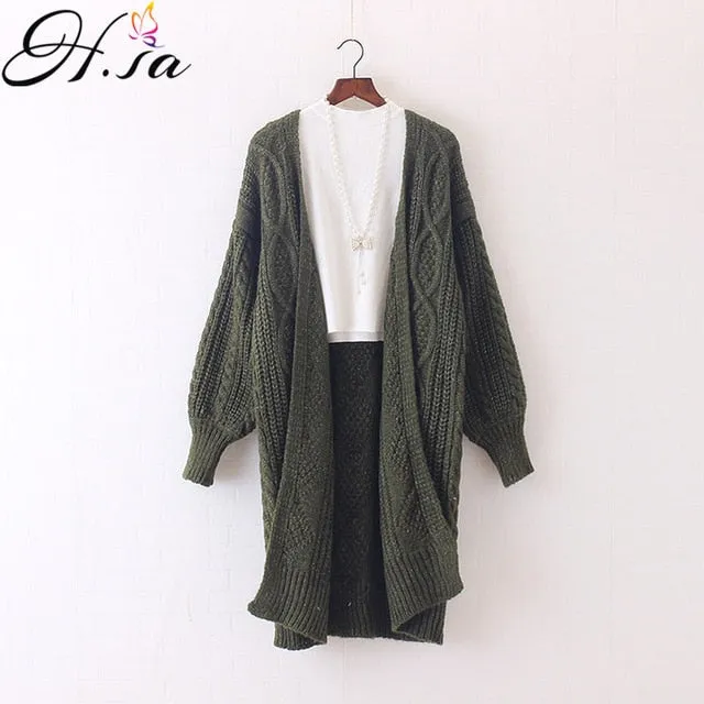 Oversized Sweater Winter Autumn Long Female Cardigans Latern Sleeve Casual Knitted