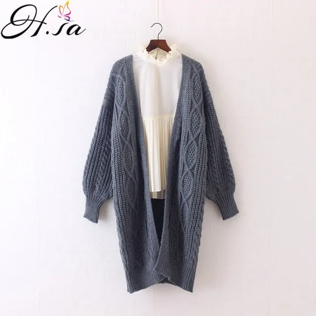 Oversized Sweater Winter Autumn Long Female Cardigans Latern Sleeve Casual Knitted