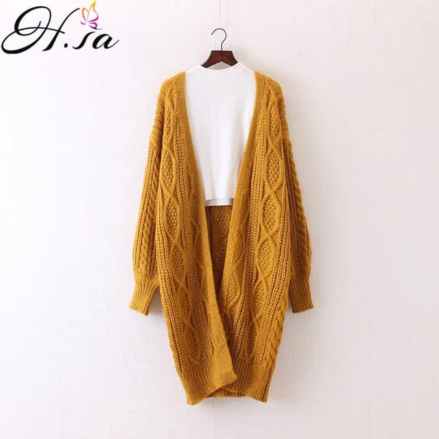 Oversized Sweater Winter Autumn Long Female Cardigans Latern Sleeve Casual Knitted