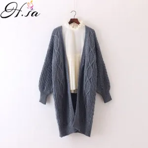Oversized Sweater Winter Autumn Long Female Cardigans Latern Sleeve Casual Knitted
