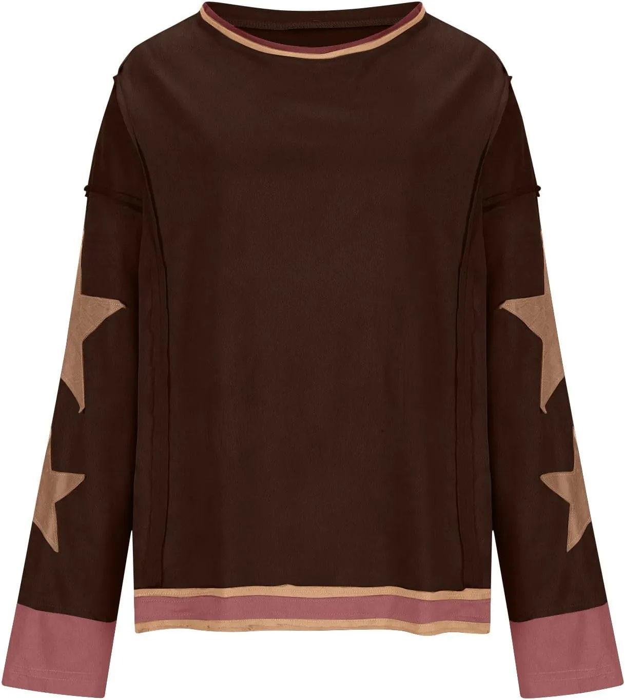 Oversized Sweatshirts For Women Crewneck Long Sleeve Casual Pullover Color Block Hoodie Tops Y2K Fall Clothes