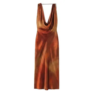Pre Order:  Flowy Neckline Open Back Midi Dress