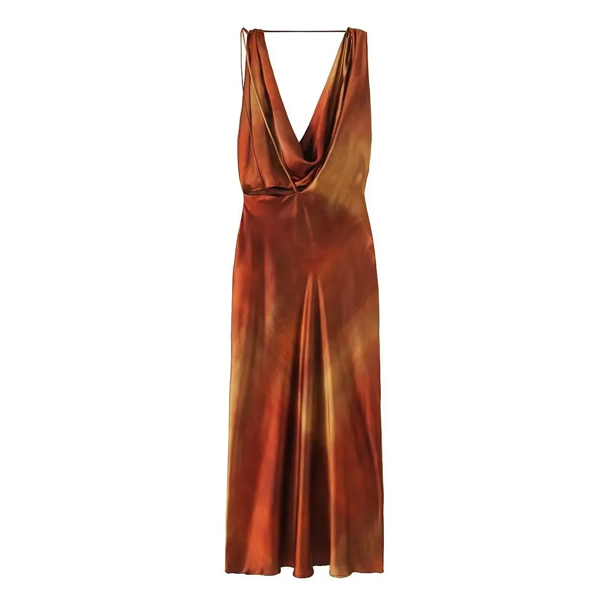 Pre Order:  Flowy Neckline Open Back Midi Dress