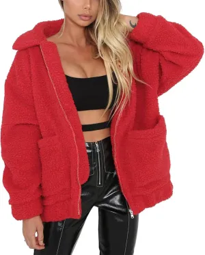 PRETTYGARDEN Women's Fashion Winter Coat Sherpa Fleece Faux Fur Shearling Oversized Trendy Jackets Warm Outerwear