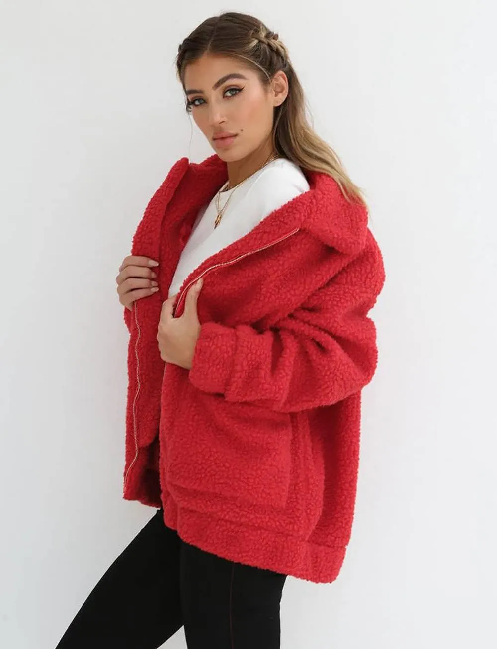 PRETTYGARDEN Women's Fashion Winter Coat Sherpa Fleece Faux Fur Shearling Oversized Trendy Jackets Warm Outerwear