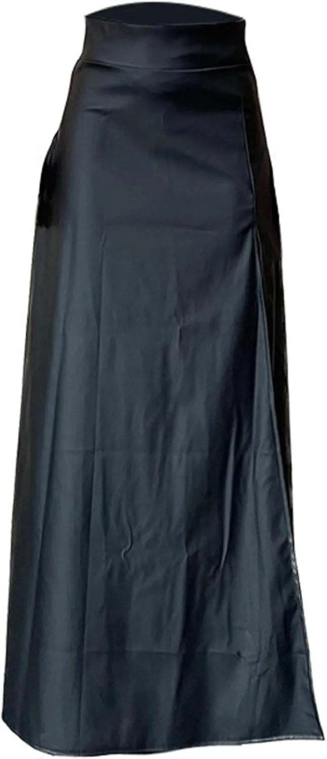 Sexyshine Women's High Waist Faux Leather Long Slit Skirt Vintage A Line High Split PU Leather Swing Flared Maxi Skirt
