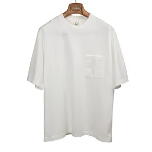Soft cotton crewneck pocket tee in off-white (restock)