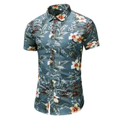 Summer New Arrival Shirts Men 2020 Fashion Print Short Sleeve Hawaiian Shirt Male Casual Flower Slim Fit Beach Shirts Plus M-7XL
