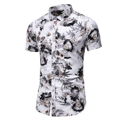 Summer New Arrival Shirts Men 2020 Fashion Print Short Sleeve Hawaiian Shirt Male Casual Flower Slim Fit Beach Shirts Plus M-7XL