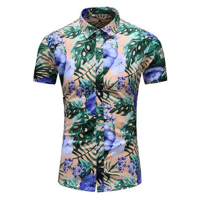Summer New Arrival Shirts Men 2020 Fashion Print Short Sleeve Hawaiian Shirt Male Casual Flower Slim Fit Beach Shirts Plus M-7XL