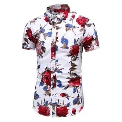 Summer New Arrival Shirts Men 2020 Fashion Print Short Sleeve Hawaiian Shirt Male Casual Flower Slim Fit Beach Shirts Plus M-7XL