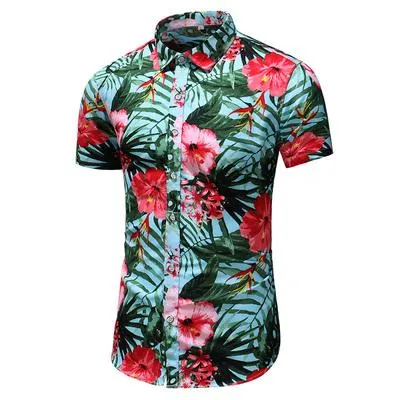 Summer New Arrival Shirts Men 2020 Fashion Print Short Sleeve Hawaiian Shirt Male Casual Flower Slim Fit Beach Shirts Plus M-7XL