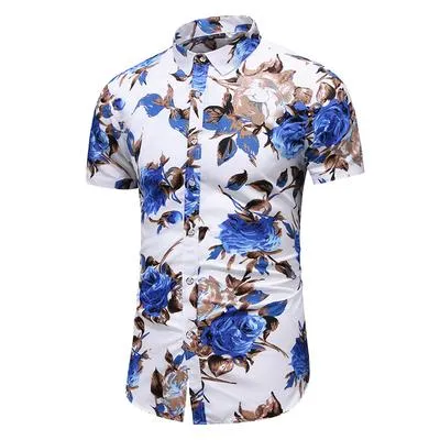 Summer New Arrival Shirts Men 2020 Fashion Print Short Sleeve Hawaiian Shirt Male Casual Flower Slim Fit Beach Shirts Plus M-7XL