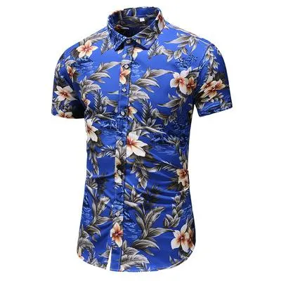 Summer New Arrival Shirts Men 2020 Fashion Print Short Sleeve Hawaiian Shirt Male Casual Flower Slim Fit Beach Shirts Plus M-7XL
