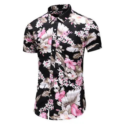 Summer New Arrival Shirts Men 2020 Fashion Print Short Sleeve Hawaiian Shirt Male Casual Flower Slim Fit Beach Shirts Plus M-7XL