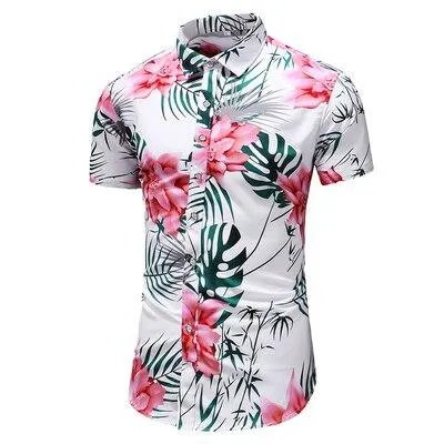 Summer New Arrival Shirts Men 2020 Fashion Print Short Sleeve Hawaiian Shirt Male Casual Flower Slim Fit Beach Shirts Plus M-7XL