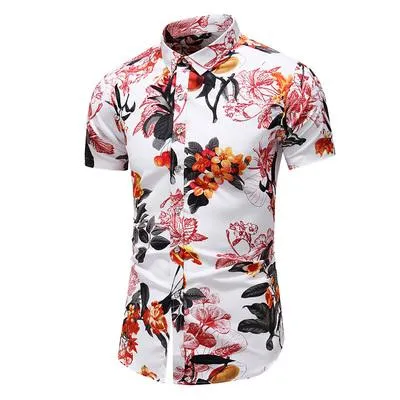 Summer New Arrival Shirts Men 2020 Fashion Print Short Sleeve Hawaiian Shirt Male Casual Flower Slim Fit Beach Shirts Plus M-7XL