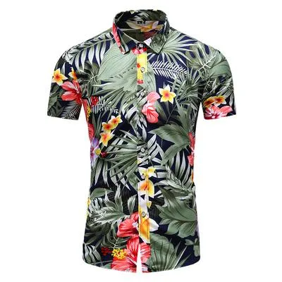 Summer New Arrival Shirts Men 2020 Fashion Print Short Sleeve Hawaiian Shirt Male Casual Flower Slim Fit Beach Shirts Plus M-7XL