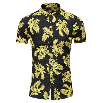 Summer New Arrival Shirts Men 2020 Fashion Print Short Sleeve Hawaiian Shirt Male Casual Flower Slim Fit Beach Shirts Plus M-7XL