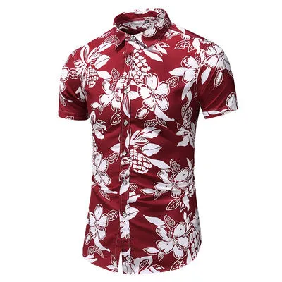 Summer New Arrival Shirts Men 2020 Fashion Print Short Sleeve Hawaiian Shirt Male Casual Flower Slim Fit Beach Shirts Plus M-7XL