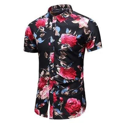 Summer New Arrival Shirts Men 2020 Fashion Print Short Sleeve Hawaiian Shirt Male Casual Flower Slim Fit Beach Shirts Plus M-7XL
