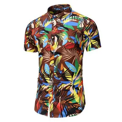 Summer New Arrival Shirts Men 2020 Fashion Print Short Sleeve Hawaiian Shirt Male Casual Flower Slim Fit Beach Shirts Plus M-7XL