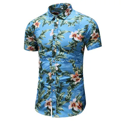 Summer New Arrival Shirts Men 2020 Fashion Print Short Sleeve Hawaiian Shirt Male Casual Flower Slim Fit Beach Shirts Plus M-7XL