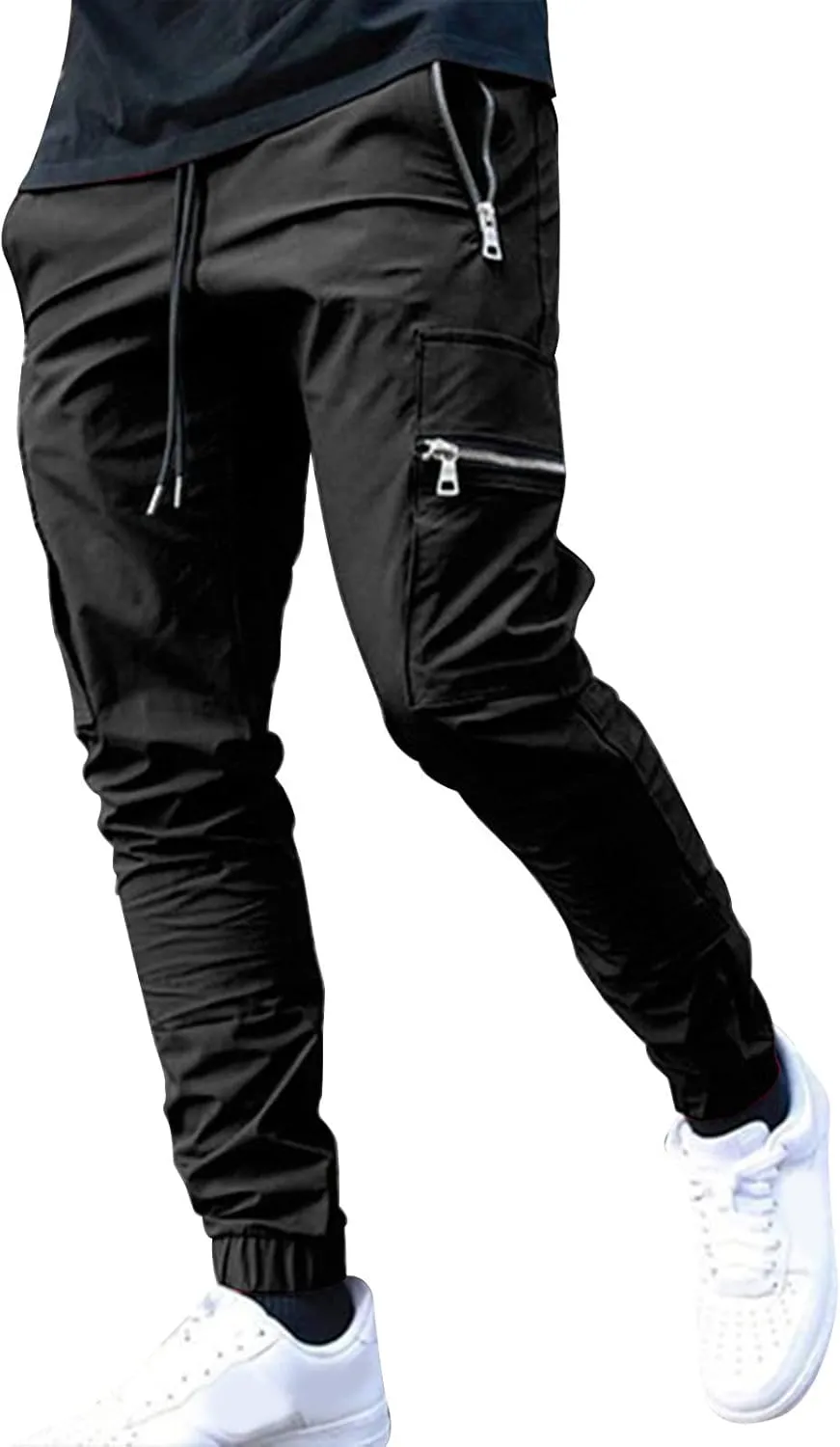 Tapered Joggers for Men Mens Autumn and Winter High Street Fashion Leisure Loose Sports Running Solid Stretch