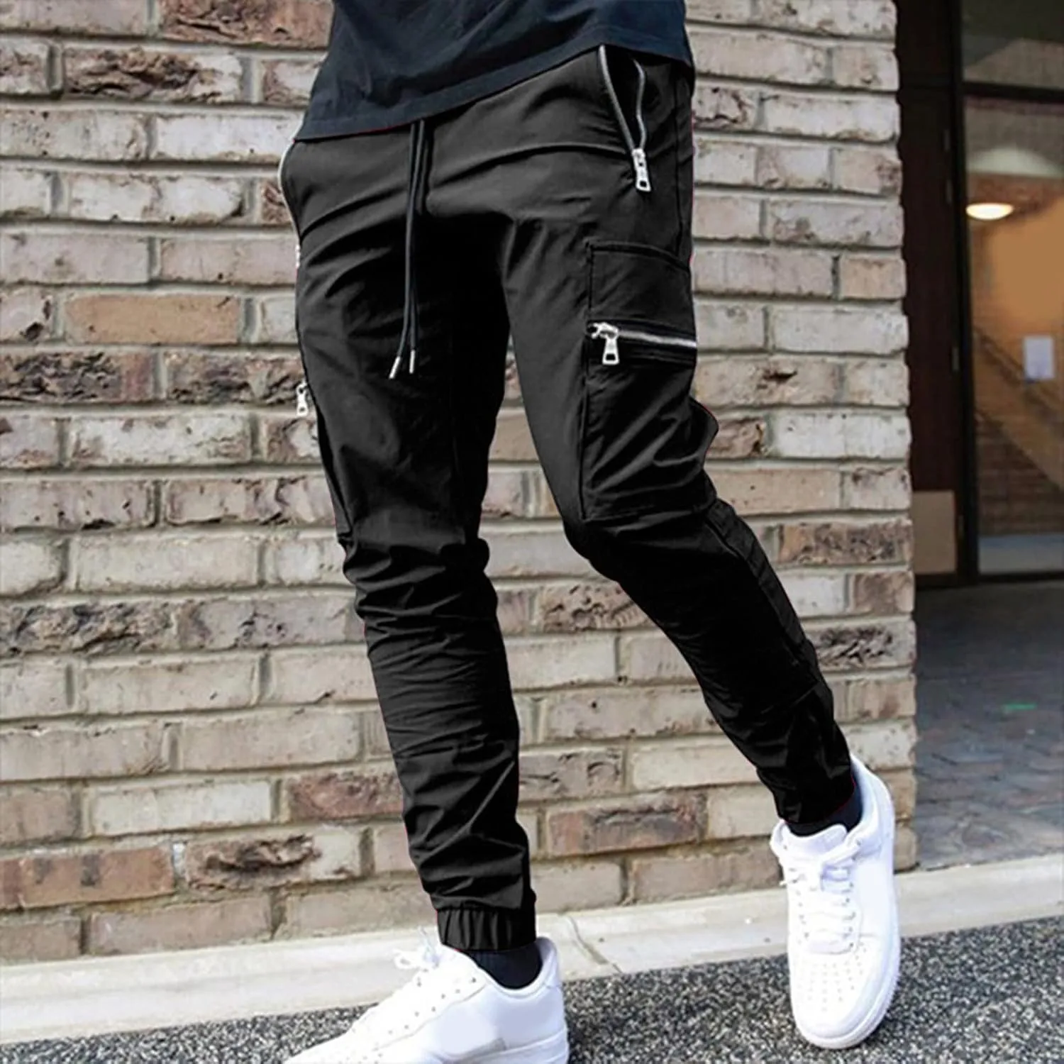 Tapered Joggers for Men Mens Autumn and Winter High Street Fashion Leisure Loose Sports Running Solid Stretch