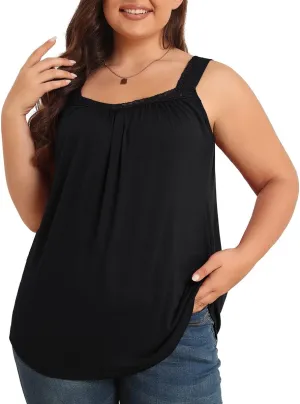 TIANZHU Plus Size Tank Tops for Women Sleeveless Loose Fit Camisole Summer Lace Cute Outfits XL-5XL