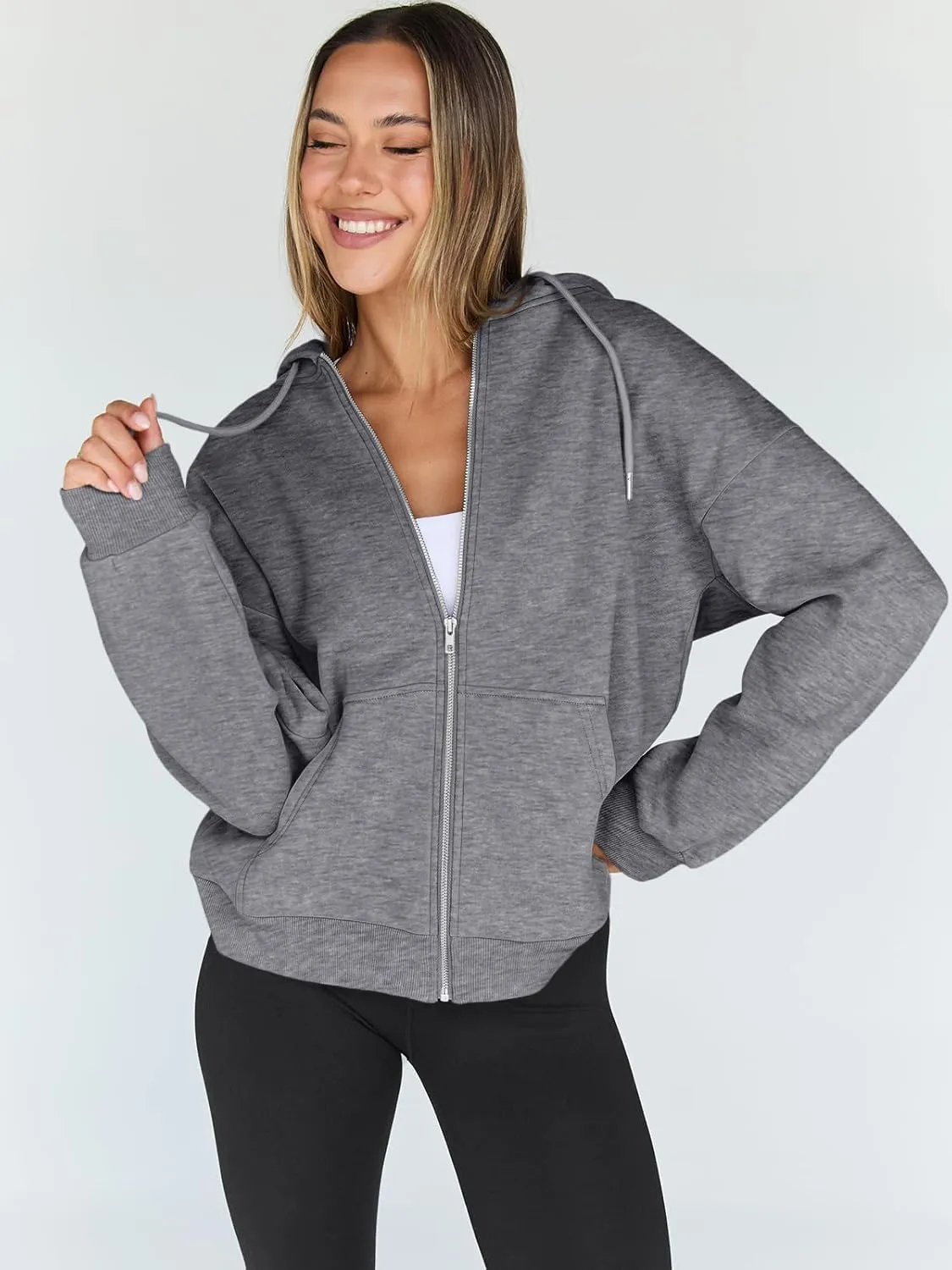 Trendy Queen Womens Zip Up Hoodies Oversized Sweatshirts Fall Fashion Outfits Casual Jackets 2025 Winter Clothes