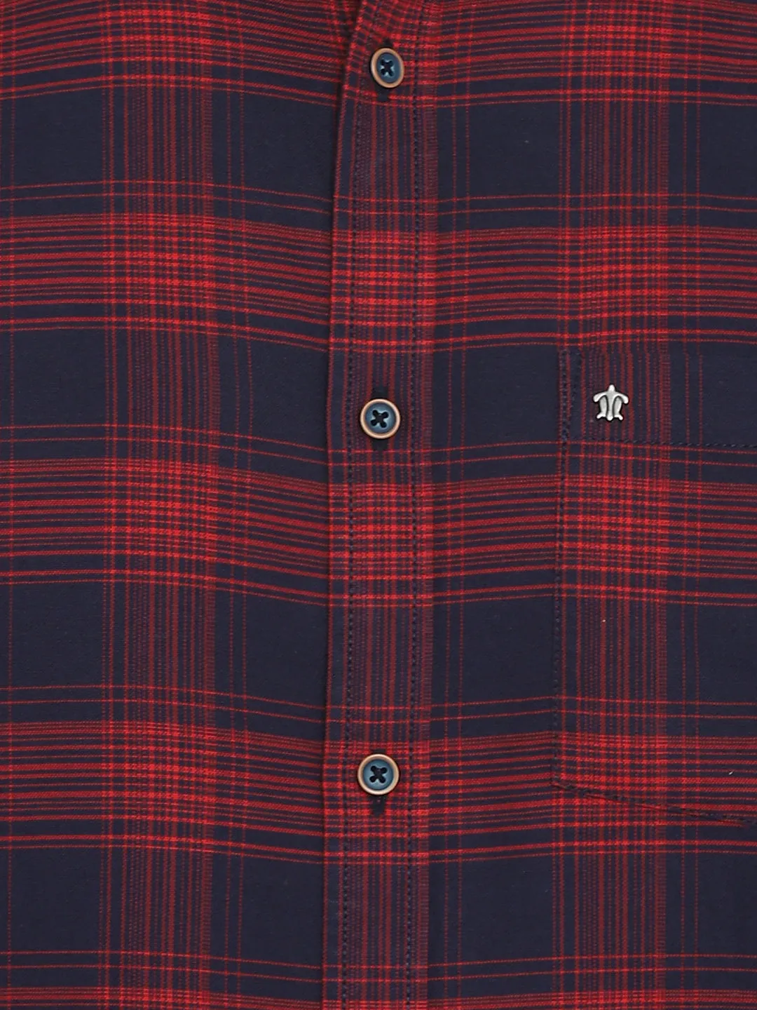 Turtle Men Red Cotton Checked Slim Fit Shirts