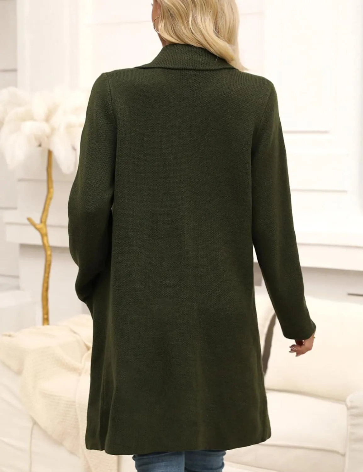 VIMPUNEC Fall Long Cardigan Sweaters for Women Trendy Open Front Coats Knit Winter Jackets Coatigan